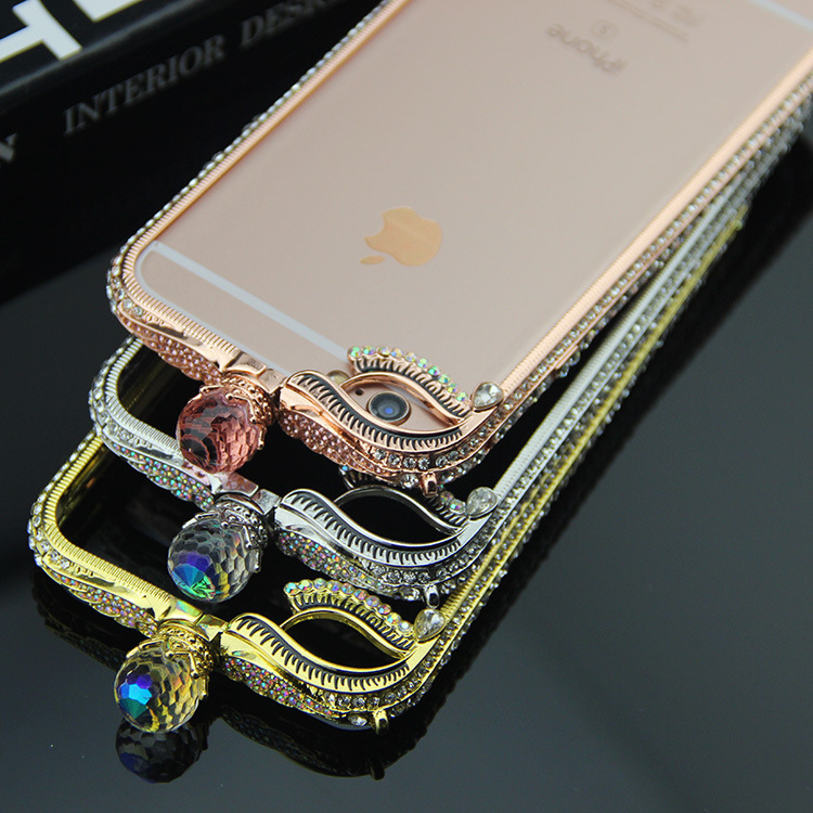 公主款媚眼水鉆金屬邊框iphone6S手機殼6plus天使之淚鑲鉆保護套批發・進口・工廠・代買・代購