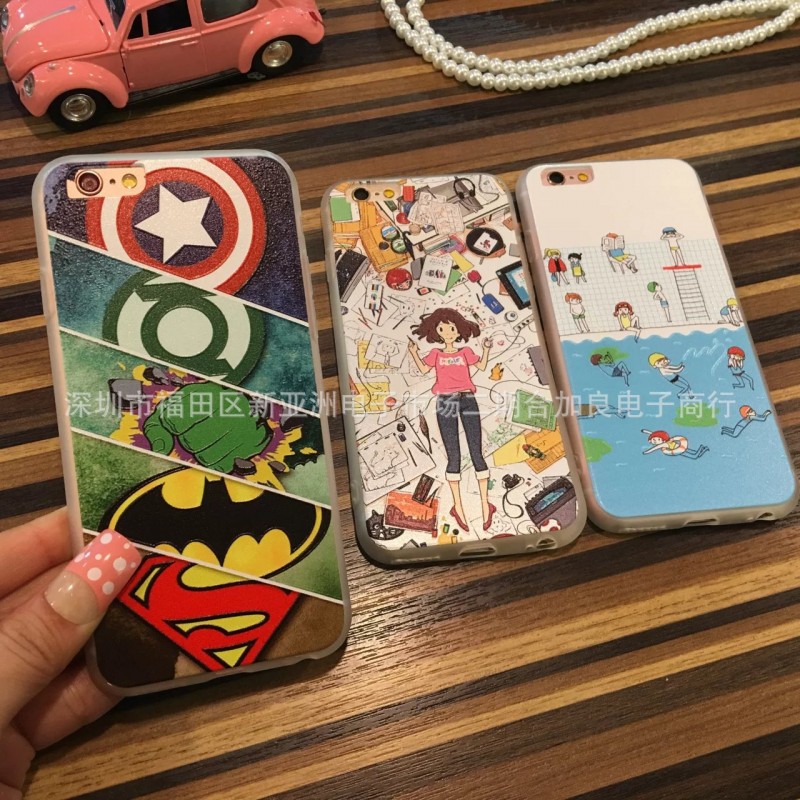 日韓夏日女孩趣味遊泳蘋果iPhone6s plus 5se 原創設計浮雕手機殼工廠,批發,進口,代購