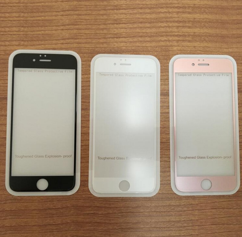 iphone6S全屏絲印磨砂亮邊鋼化膜 蘋果6Plus霧麵滿版玻璃貼膜批發工廠,批發,進口,代購