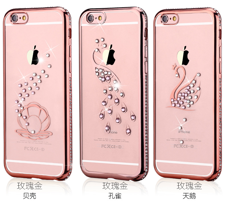 一件代發新款鑲鉆iphone6s手機殼蘋果6奢華tpu電鍍帶鉆防摔保護套工廠,批發,進口,代購