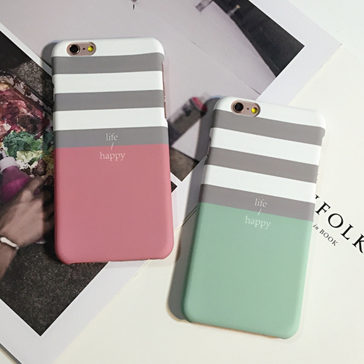韓國情侶條紋小清新iphone6s磨砂超薄手機殼蘋果6plus保護套硬殼批發・進口・工廠・代買・代購