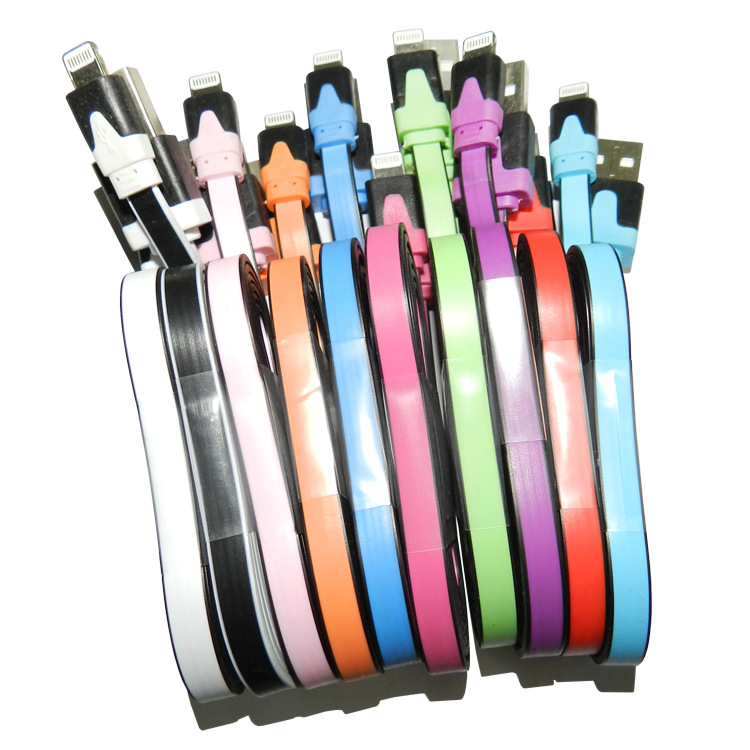 【廠傢直銷】I5/5s/6/6plus數據線 5S雙色麵條充電線批發・進口・工廠・代買・代購