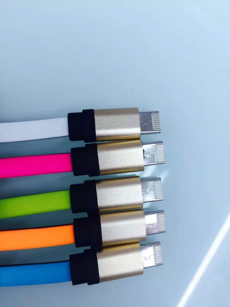 二合一數據線5s安卓iPhone6s蘋果6充電lightning通用麵條充電線工廠,批發,進口,代購
