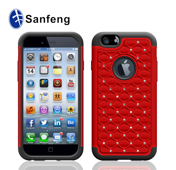 【低價混批】iPhone6/6s點鉆手機殼 矽膠+pc三合一滿天星手機套工廠,批發,進口,代購
