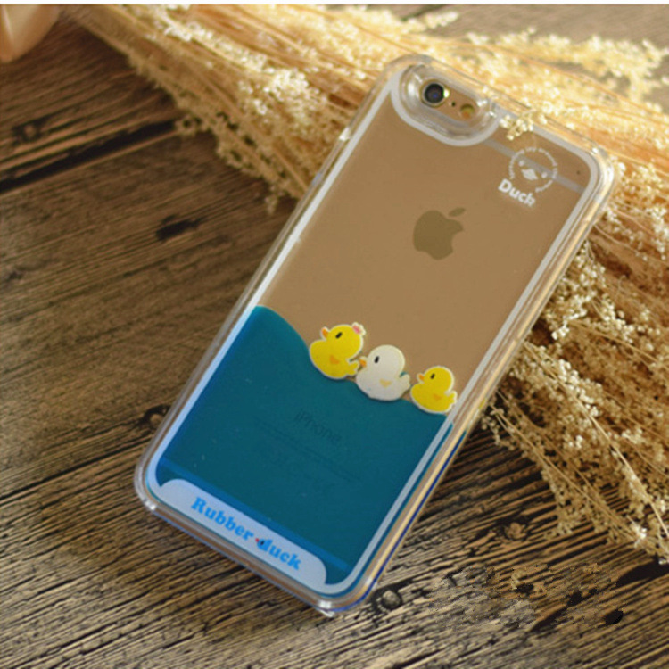 韓國液體小鴨子phone6 plus遊泳小黃鴨蘋果6手機殼5s流沙保護套批發・進口・工廠・代買・代購