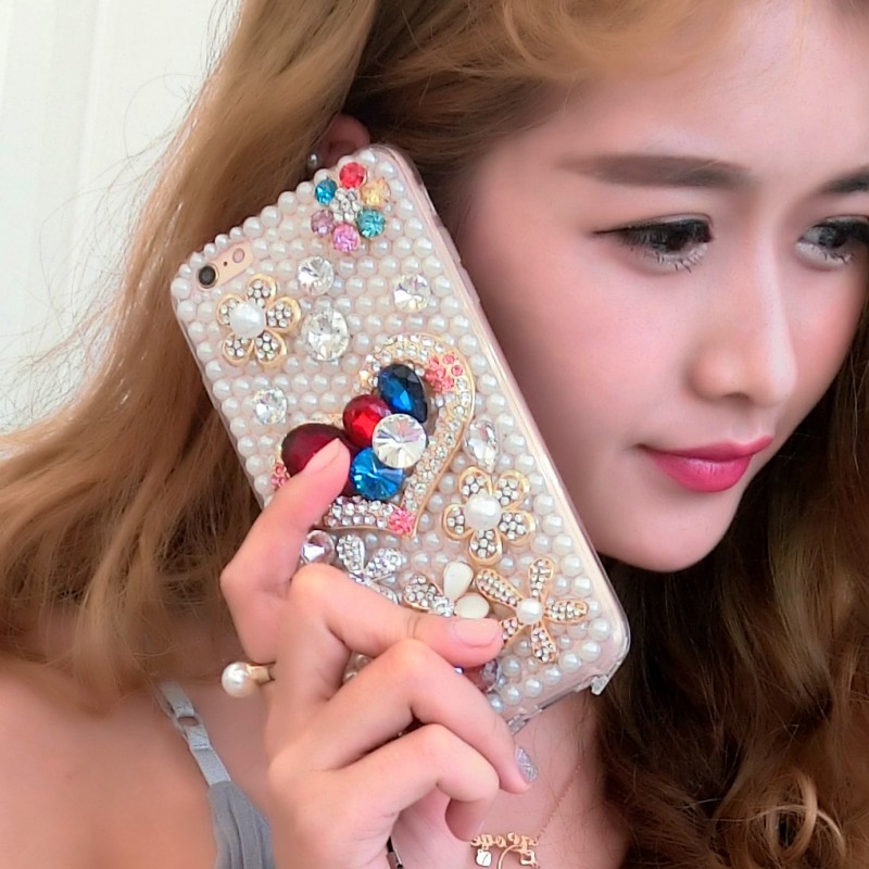 奢華珍珠愛心軟殼iphone7/6S手機殼蘋果7/6 plus水鉆矽膠保護套5s工廠,批發,進口,代購