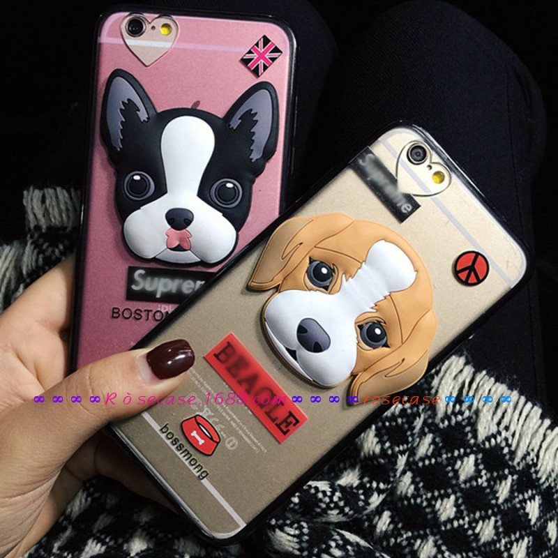 潮牌可愛寵物狗鬥牛犬iphon6plus手機殼 立體卡通情侶全包保護套批發・進口・工廠・代買・代購