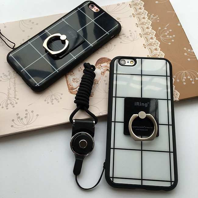 iphone7簡約方格子指環防摔7plus手機殼 情侶指環支架方格蘋果7批發・進口・工廠・代買・代購