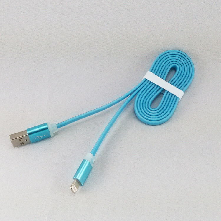 廠傢批發 iPhone5 6 TPE金屬殼手機線 蘋果5 6s 果凍麵條數據線批發・進口・工廠・代買・代購