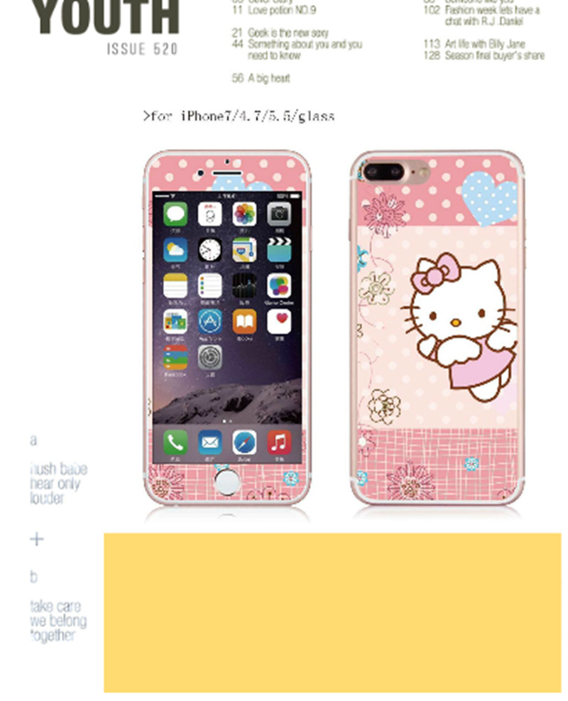 iphone7plus鋼化玻璃彩膜蘋果7叮當貓卡通閃粉 手機防爆全屏貼膜批發・進口・工廠・代買・代購
