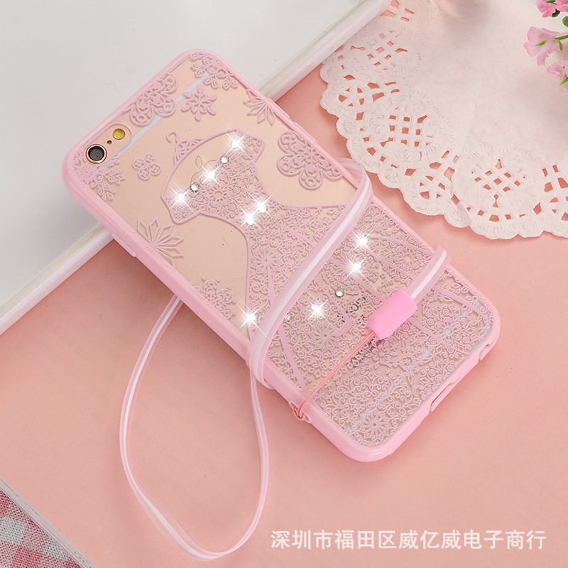 蘋果6iPhone7亞克力手機殼貼鉆6Plus彩印粉邊婚紗5SE貼鉆手機殼工廠,批發,進口,代購