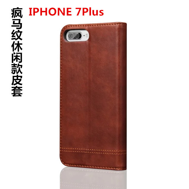 新款IPHONE7plus翻蓋左右開皮套 復古瘋馬紋休閒款手機保護套工廠,批發,進口,代購