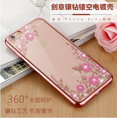 iPhone7電鍍tpu秘密花園鑲鉆 蘋果6S保護套軟 iphone7Plus手機殼工廠,批發,進口,代購