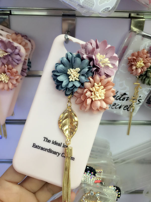 新款iPhone7小佈花手機殼7plusTPU防摔手機套 手工貼花鑲鉆保護套工廠,批發,進口,代購