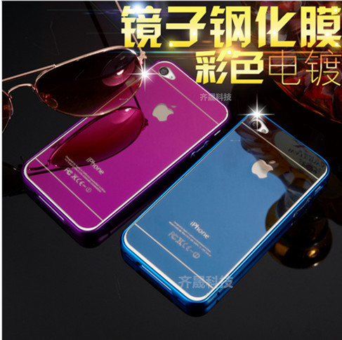iPhone4s/5/5s/6s鋼化玻璃蘋果7plus手機貼膜彩色電鍍鏡子膜防爆工廠,批發,進口,代購