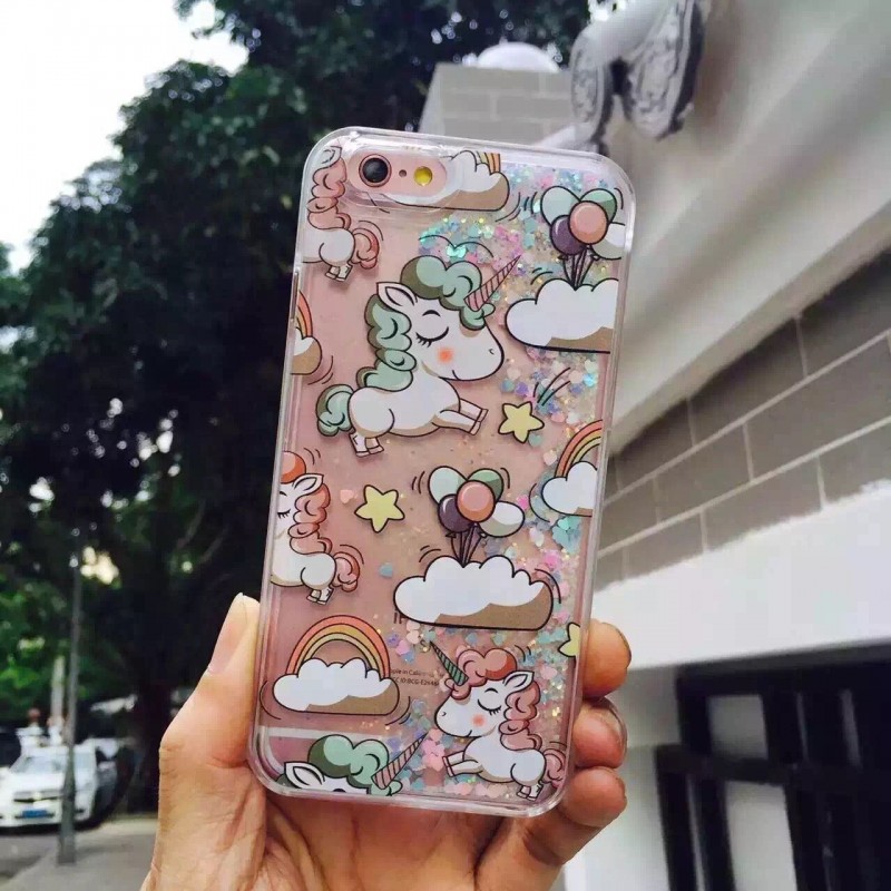 新款適用蘋果iphone7獨角獸流沙手機殼iphone6卡通PC硬殼透明熱銷工廠,批發,進口,代購