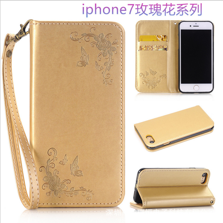 蘋果7磁扣吸合皮套 iphone7 plus壓花手機皮套 雙蝴蝶花保護套批發・進口・工廠・代買・代購