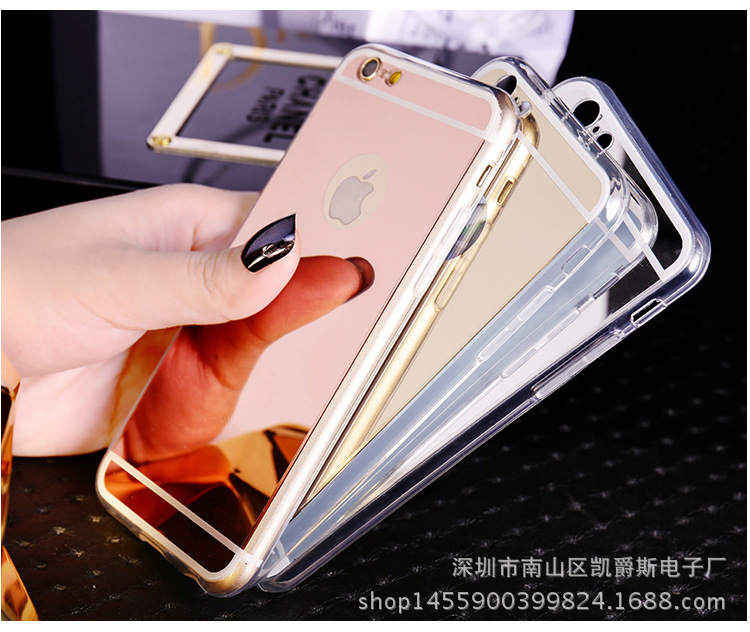 新款蘋果7亞克力鏡麵TPU手機殼 iPhone7 plus鏡子保護套軟邊框批發・進口・工廠・代買・代購