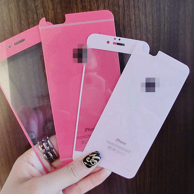 新款閃粉iphone6保護膜蘋果6彩色鋼化玻璃膜前後全屏閃粉鋼化膜女工廠,批發,進口,代購