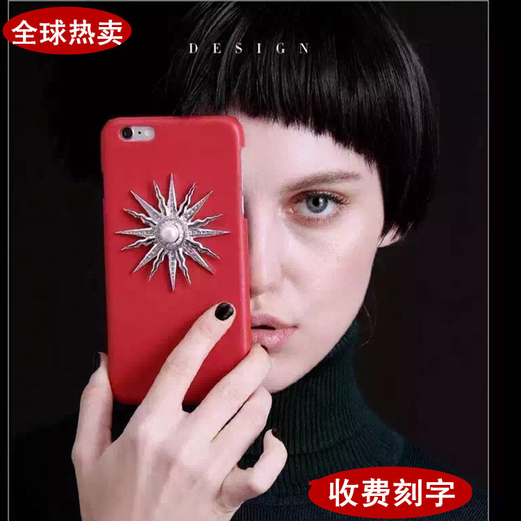 蘋果6S進口PU皮太陽花鑲鉆手機殼個性時尚私人iphone保護套刻字批發・進口・工廠・代買・代購