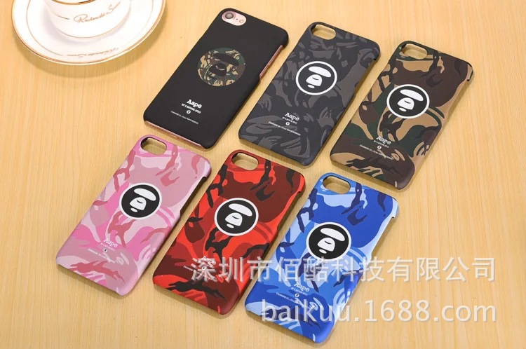 潮牌日本Aape迷彩iPhone7手機殼 適用蘋果6Plus保護套5s磨砂硬殼工廠,批發,進口,代購