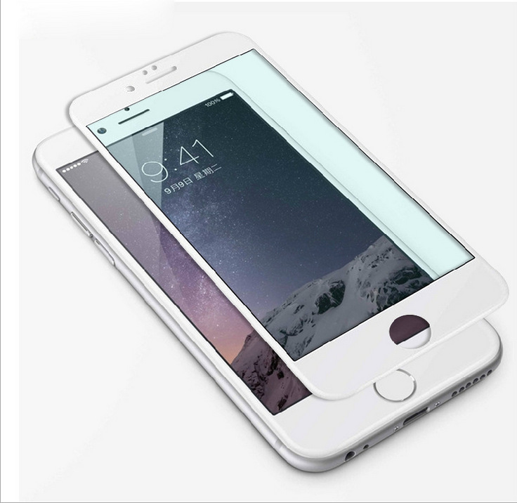 iPhone6/Plus絲印防藍光鋼化玻璃膜全屏覆蓋無縫貼合抗輻射新品工廠,批發,進口,代購