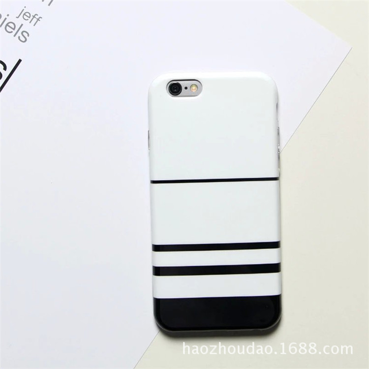 簡約黑白 平果6s手機殼iPhone7/plus保護套創意矽膠防摔情侶潮女批發・進口・工廠・代買・代購