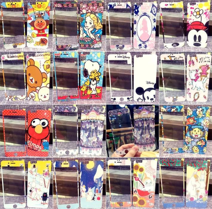 蘋果iPhone6S手機前後彩膜 可愛卡通動漫閃粉鋼化玻璃膜6plus工廠,批發,進口,代購