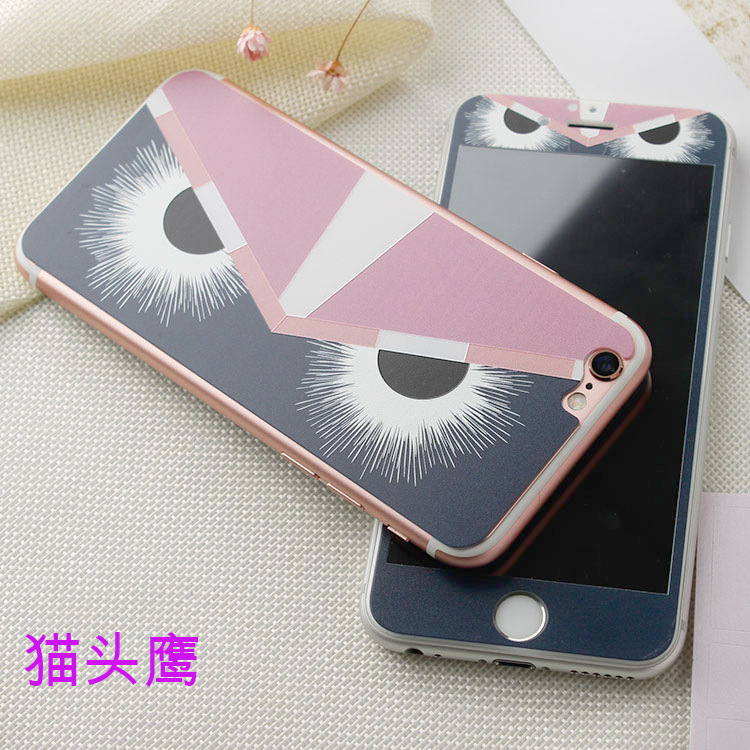 iphone6 plus鋼化膜蘋果6s前後鋼化彩膜浮雕玻璃膜超薄原創i6卡通工廠,批發,進口,代購