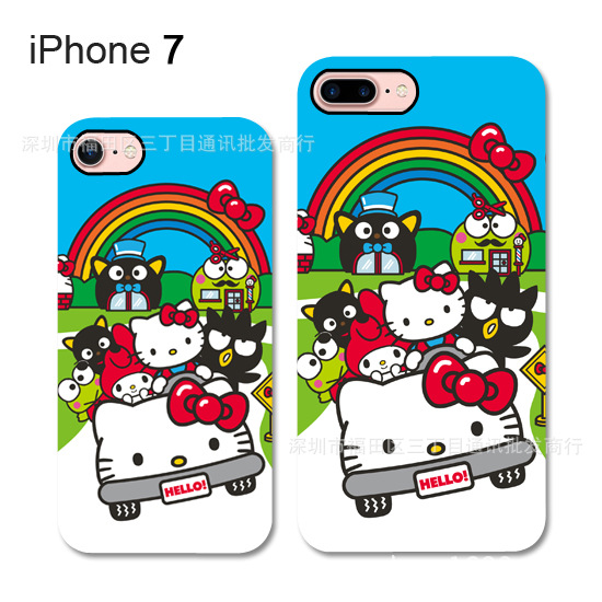 日本Sanrio樂園Kitty iPhone7 Plus耐磨軟膠外殼手機保護套掛繩孔工廠,批發,進口,代購