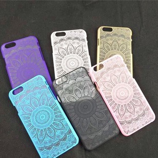 6plus/5s復古鏤空花 大太陽花花紋iphone7手機殼保護套蘋果PC磨砂工廠,批發,進口,代購