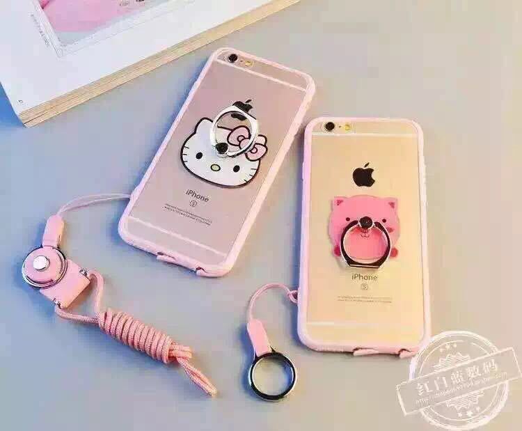 卡通指環扣蘋果iPhone7亞克力手機殼iPhone7plus支架軟邊防摔掛繩工廠,批發,進口,代購