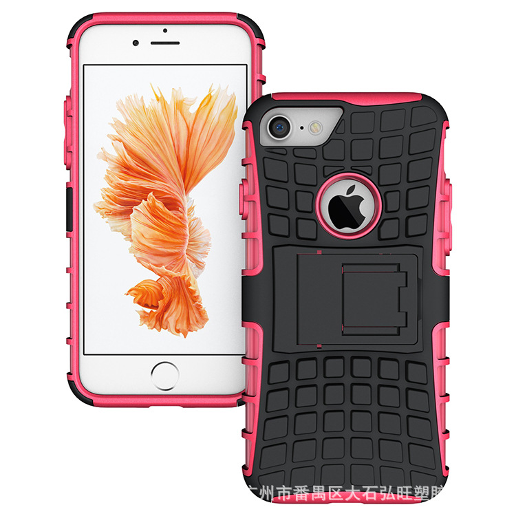 for iphone7手機殼 新款PC鎧甲防摔套格紋清水套帶支架 工廠定製工廠,批發,進口,代購