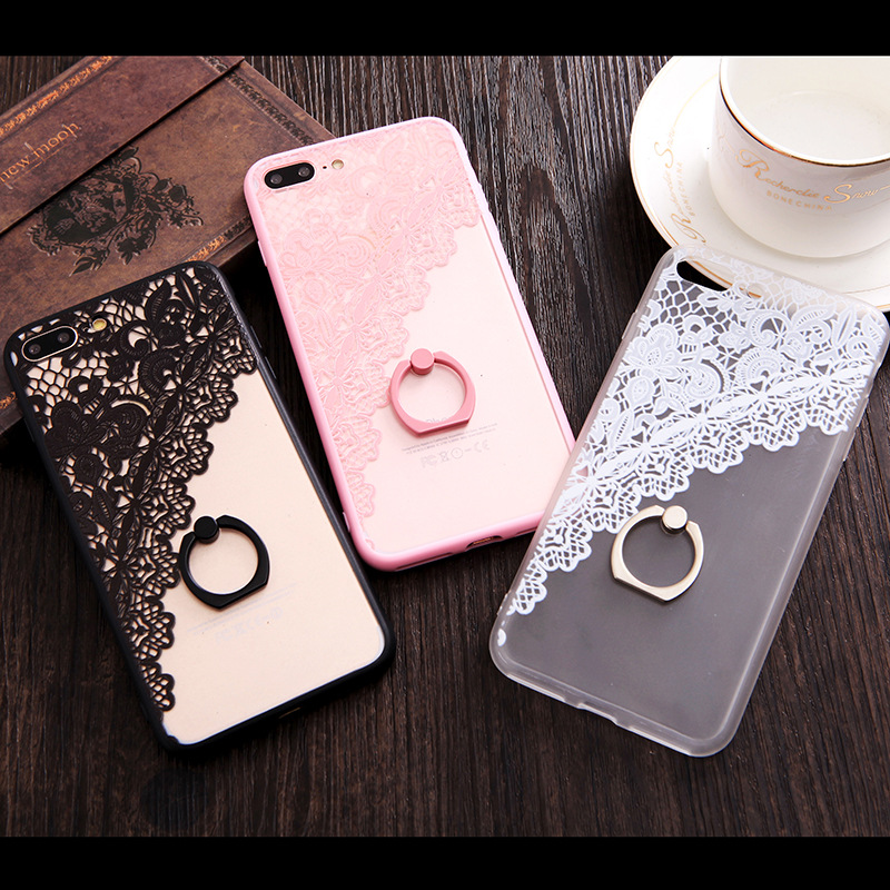 iphone7 plus指環扣手機殼蘋果7代女蕾絲花邊支架保護套6S外殼工廠,批發,進口,代購