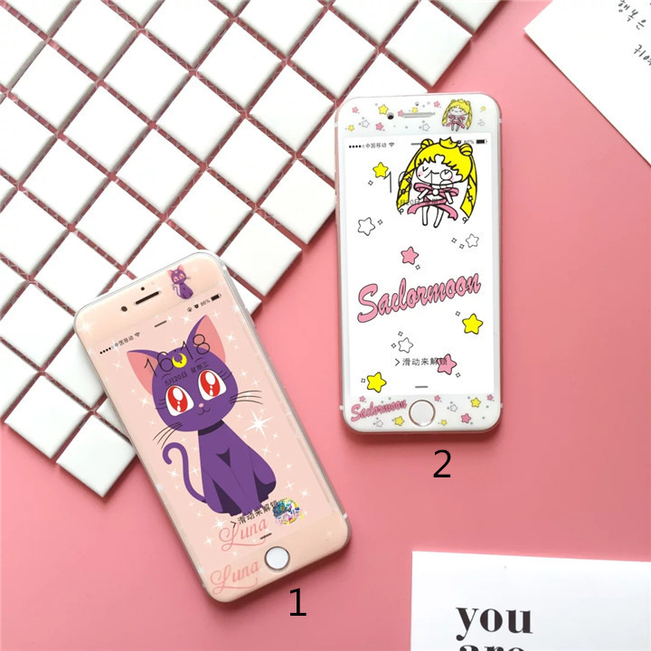 美少女戰士露娜貓全屏鋼化膜 7/7plus卡通膜透明iphone6s防爆膜工廠,批發,進口,代購