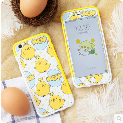 蘋果5s卡通彩膜iPhone6前後手機鋼化膜玻璃膜6Plus全覆蓋6s可愛SE批發・進口・工廠・代買・代購