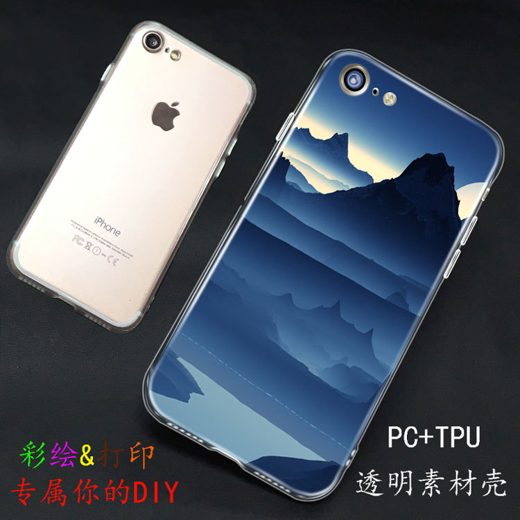電鍍按鍵 新款iPhone7手機殼 TPU+PC 二合一彩繪打印素材手機硬殼工廠,批發,進口,代購