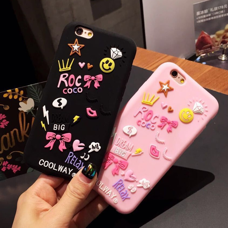 iPhone7plus手機殼星星愛心鉆石笑臉皇冠蝴蝶結蘋果6代矽膠保護套工廠,批發,進口,代購