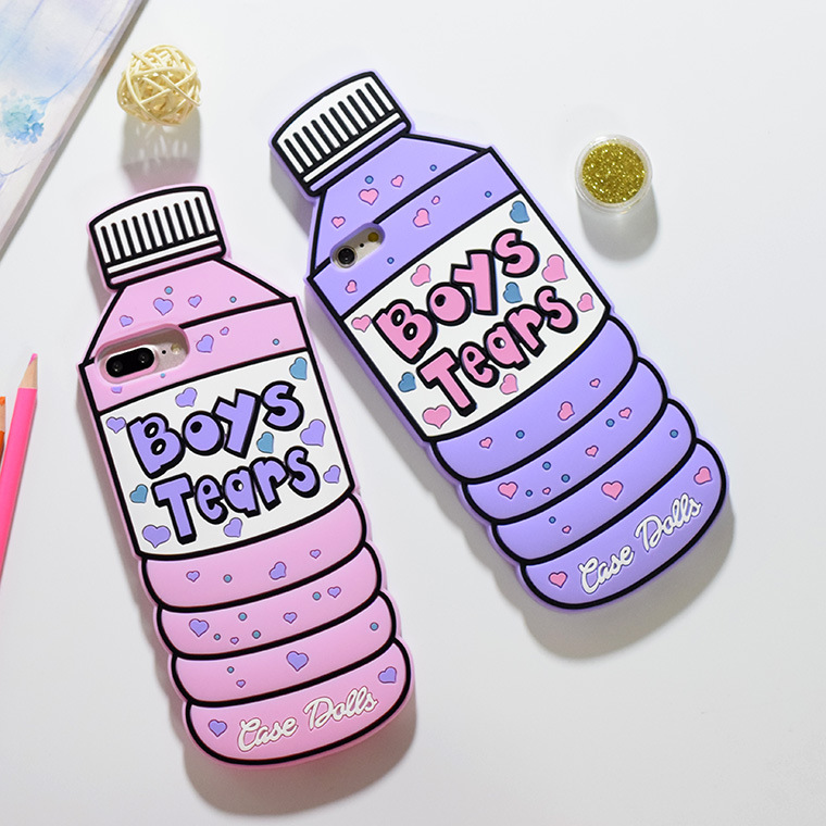 韓國粉色飲料瓶iPhone7手機殼7plus立體矽膠全包防摔軟殼6sp情侶批發・進口・工廠・代買・代購