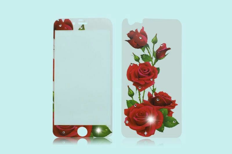 蘋果6彩繪鋼化膜iphone5s鑲鉆前後鋼化膜6P全屏閃鉆弧邊屏幕貼膜批發・進口・工廠・代買・代購