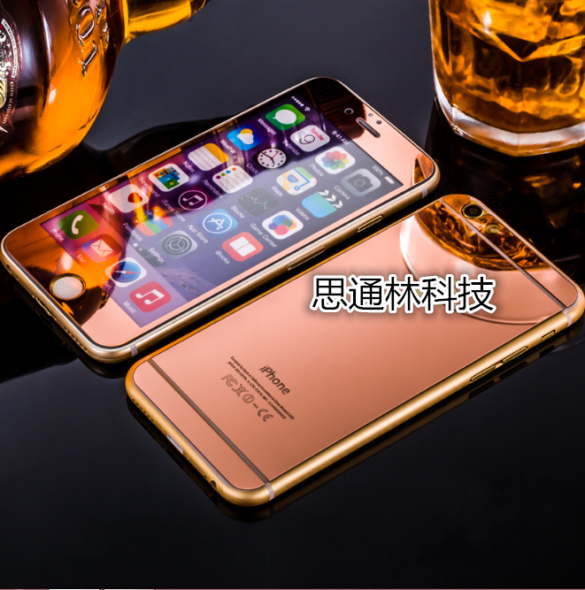 iphone6電鍍彩膜前後鋼化玻璃膜6/6splus全屏鏡子玻璃膜廠傢直銷批發・進口・工廠・代買・代購