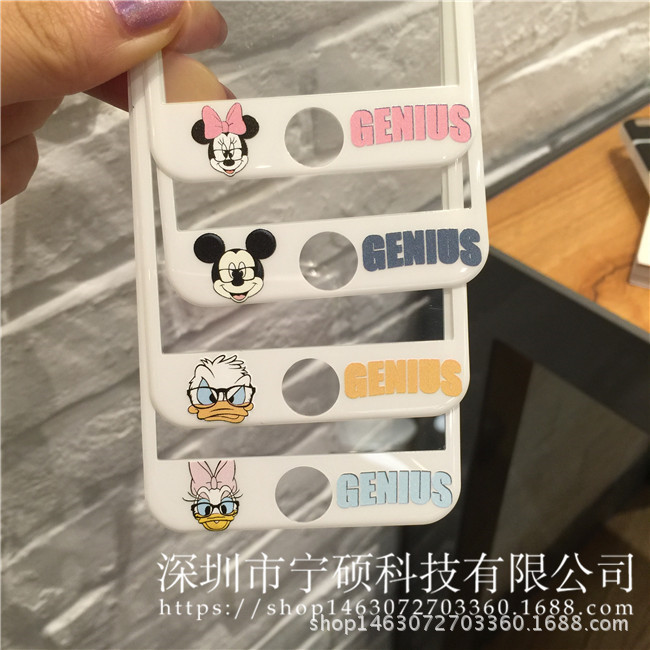 米奇米妮iPhone6鋼化膜全屏覆蓋蘋果6s前屏玻璃貼膜ip6卡通彩膜工廠,批發,進口,代購