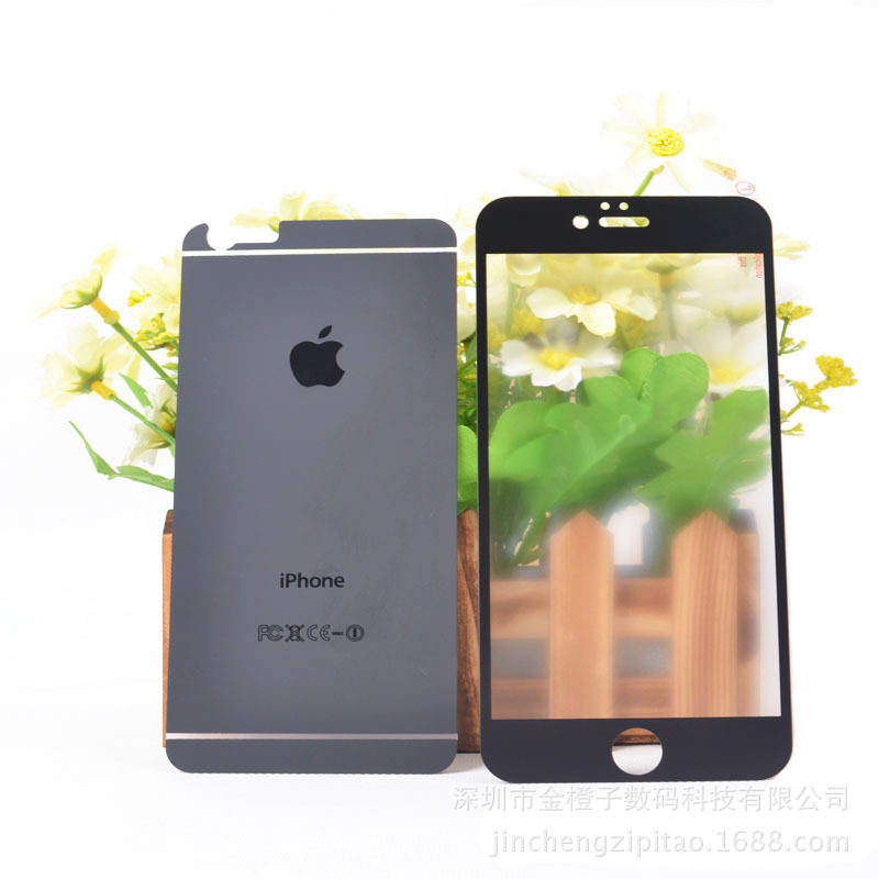 iphone 6/6S plus絲印磨砂鋼化玻璃膜 i6前後霧化防暴保護貼膜批發・進口・工廠・代買・代購