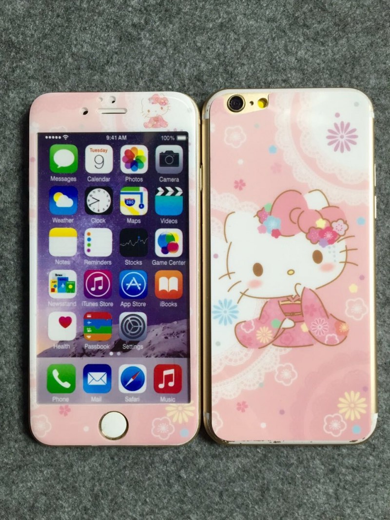 蘋果6s鋼化膜 卡通全屏iPhone6plus碳纖維彩膜可愛貓咪鋼化玻璃膜工廠,批發,進口,代購