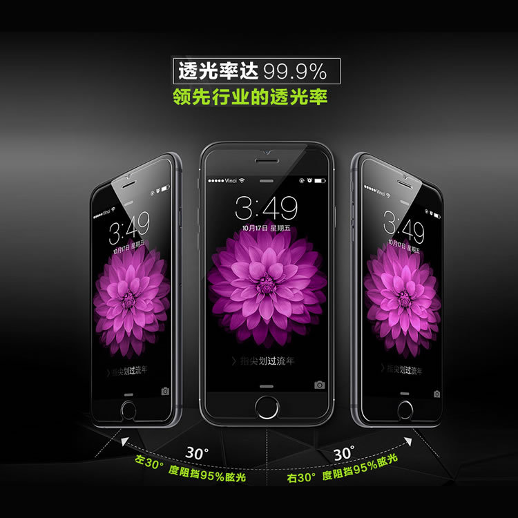 愛瘋6Plus 0.26弧邊鋼化玻璃膜 i愛瘋6S防刮鋼化玻璃手機貼膜工廠,批發,進口,代購