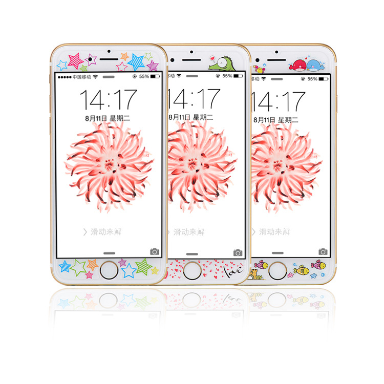 浮雕鋼化彩膜定做 I6 s 卡通鋼化膜 彩色防爆膜 果6P彩色鋼化膜批發・進口・工廠・代買・代購