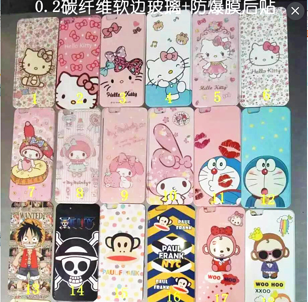 碳纖維iphone6s手機貼膜卡通防爆高清鋼化膜蘋果6plus軟邊前後膜工廠,批發,進口,代購