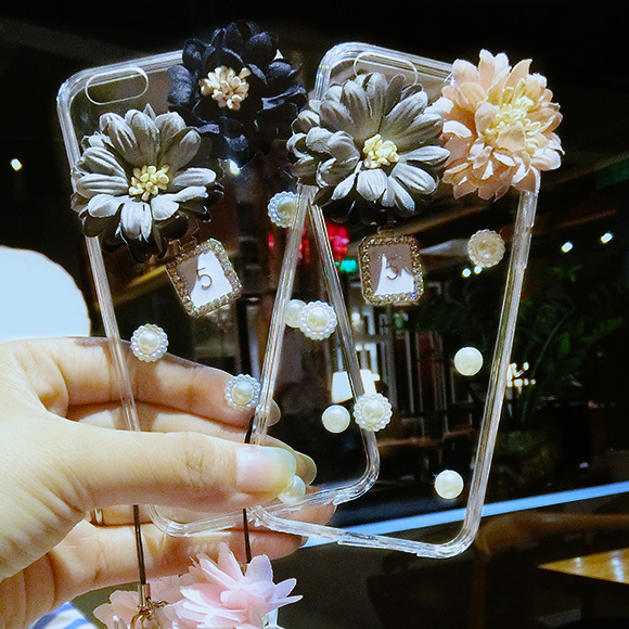 新款小清新藍色立體花朵蘋果6S手機殼iPhone6Splus軟保護套防摔工廠,批發,進口,代購