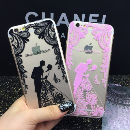 浮雕手感前後鋼化玻璃膜 碎花蕾絲鏤空彩印磨砂iphone6s前後膜批發・進口・工廠・代買・代購