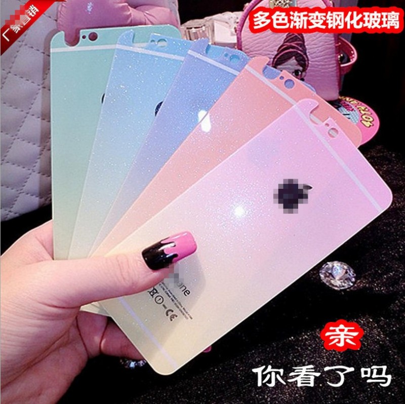 爆款蘋果iphone6plus彩色漸變鋼化玻璃4.7寸全屏覆蓋5手機鋼化膜批發・進口・工廠・代買・代購